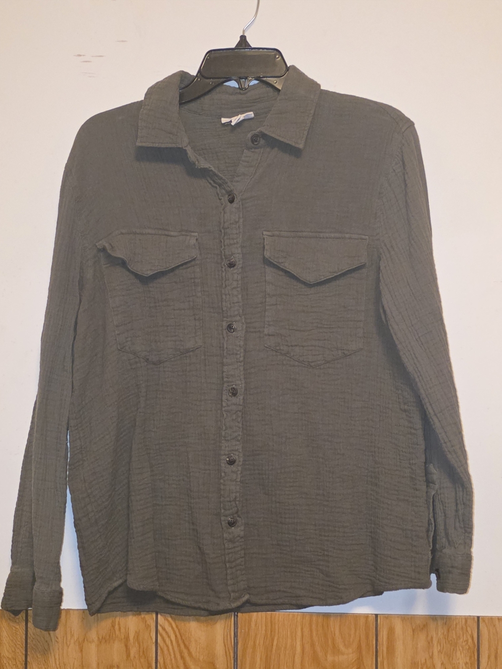 a.n.a Olive Green Casual Button-Down Shirt